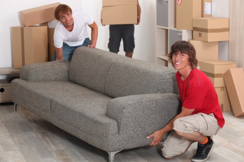 Trained movers handling boxes with care