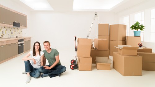Furniture and boxes loaded for removal truck hire in Balham