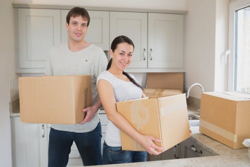 Organised household items loaded into a removal van in Balham